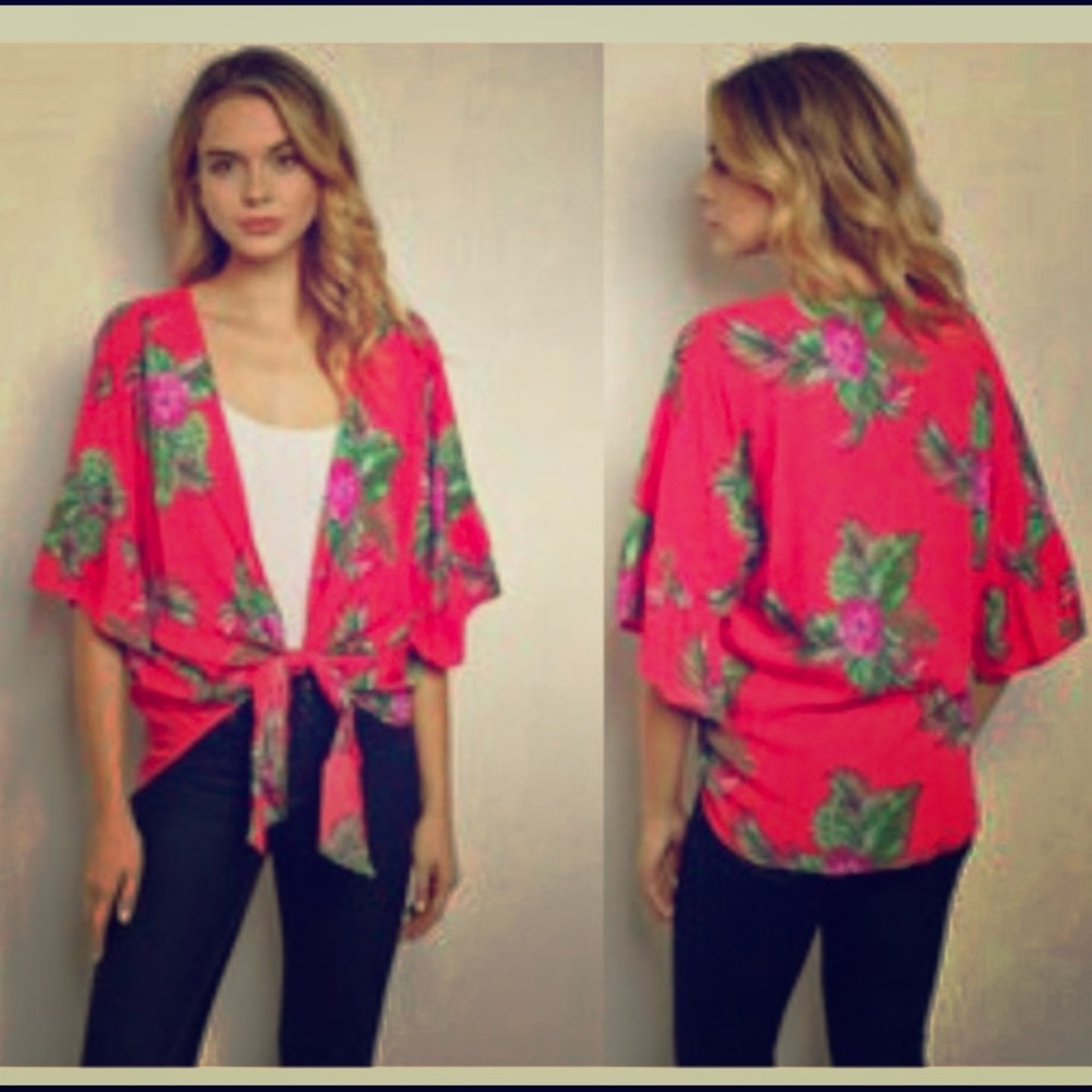 Fuchsia Palm Kimono